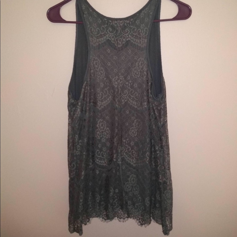Gray lace layering tank